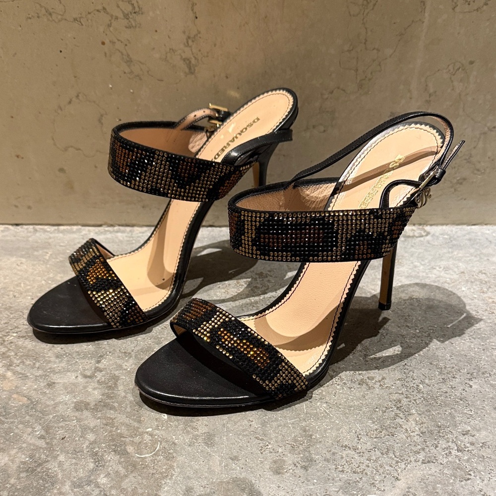 DSQUARED2 Black and Brown Strappy Heels
